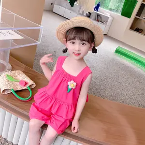 Bộ đồ cho bé gái 2024 Bộ hai món áo vest cotton mùa hè cho trẻ em mùa hè thời trang mới cho bé