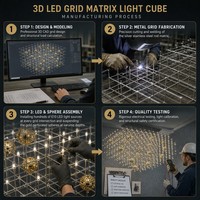 Lustre cube moderne personnalisé, non standard, pour plafond haut, luxe, avec branches décoratives LED dorées