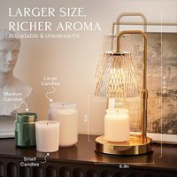 Lampes en verre d'ambiance dorées pour bougies en pot, brûleur à hauteur réglable avec minuterie, chauffe-bougie de luxe