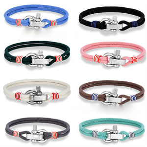 Pulsera de Acero Inoxidable Ajustable con Ancla y Cuerda Trenzada, para Parejas, Unisex o como Regalo para Ella - Product Image 1