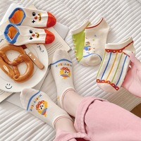 Chaussettes basses invisibles pour femmes, fines et mignonnes, style clown, à bout ouvert, en coton, anti-chute