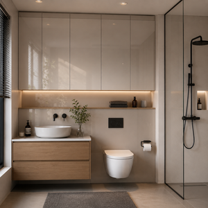 Panneau mural de salle de bain <span class=keywords><strong>en</strong></span> <span class=keywords><strong>verre</strong></span> <span class=keywords><strong>laqué</strong></span>, résistant à l'eau et à l'humidité, pour douche, meuble-lavabo et <span class=keywords><strong>crédence</strong></span> - Product Image 1