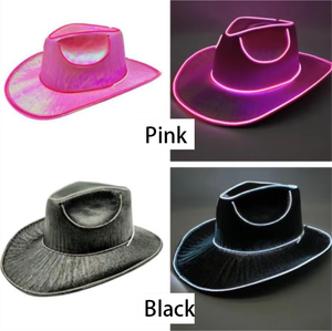Led <span class=keywords><strong>Hat</strong></span> Party Senior Unieke Hoed Met Verlichting Kleurrijke Holografische Voor Vrouwen Groothandel Custom Logo Goedkope Pet <span class=keywords><strong>Cowboy</strong></span> Hoed - Product Image 5