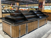 Système d'étagères de présentation pour supermarchés, étagères en métal et en bois, présentoir double face pour produits de vente au détail