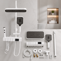 Robinet mural moderne gris bronze avec affichage numérique de la température et fonction pluie pour système de douche en acier inoxydable