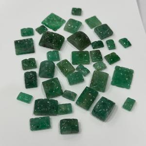 Pierres précieuses naturelles émeraude sculptée pièces en vrac pour bijoux et colliers Floral émeraude sculptures en gros - Product Image 5