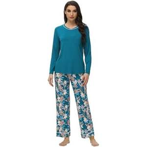 Ensemble de pyjama floral personnalisé pour femme, pantalon de pyjama entièrement imprimé, vêtements de nuit en bambou respirant, pyjamas grande taille, ensembles de pyjama pour femme, Vietnam - Product Image 3