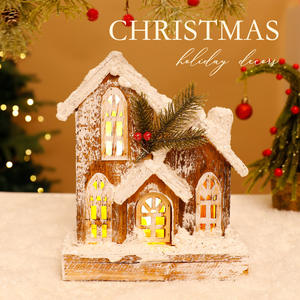 Cabane <span class=keywords><strong>de</strong></span> Noël artisanale en bois, <span class=keywords><strong>maison</strong></span> <span class=keywords><strong>de</strong></span> neige lumineuse, ornement personnalisable en couleur et taille, style vintage européen, mini décoration - Product Image 5