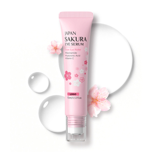 Sérum pour les yeux triple rouleau Sakura, OEM ODM, à la niacinamide et à la vitamine C, éclaircissant, hydratant, soulageant la terneur et les poches sous les yeux - Product Image 1