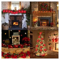 Guirnalda de Luces con Flores de Poinsettia para Navidad, Adornos para Árbol de Navidad, Decoración para Fiestas en Interiores/Exteriores, Decoración Navideña