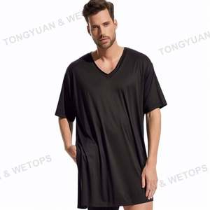 Camicia da notte da <span class=keywords><strong>uomo</strong></span> camicia da notte con scollo a V manica corta camicia da notte morbida <span class=keywords><strong>pigiama</strong></span> Plus Size pigiameria da <span class=keywords><strong>uomo</strong></span> - Product Image 2