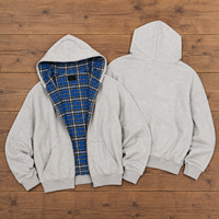 Hoodie Sweatshirt Pria Desain Patchwork Kotak-kotak Retro Berkualitas Tinggi, Ukuran Besar, Model Crop, Resleting, Bolak-balik