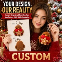 Porte-clés en peluche Robin en pain d'épices personnalisé OEM ODM, cadeau promotionnel de Noël, jouet doux saisonnier avec logo, commande en gros, service personnalisé