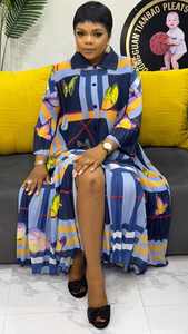 Vestidos Casuales Holgados de Talla Grande para Mujer, Estilo Geométrico, Estilo Africano, Plisado <span class=keywords><strong>Issey</strong></span> Miyake, Venta al por Mayor de Fábrica - Product Image 3