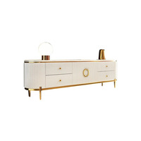 Ensemble Table Basse et Meuble TV en Bois Massif Style Luxe Léger pour Salons ; Meuble TV Compact Moderne Minimaliste avec Grand Rangement pour la Maison