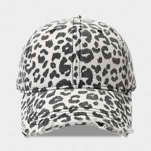 New Arrival Vintage Leopard Print Distressed Brim Baseball Cap Spring Autumn Fashion Outdoor Girl Women 6 Panels Sports <b>Hat</b> - Product Image 6