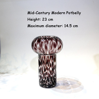 Vase en verre vintage de luxe à imprimé léopard, style mid-century, vase à fleurs artistique à ventre large pour la décoration intérieure et les plantes hydroponiques