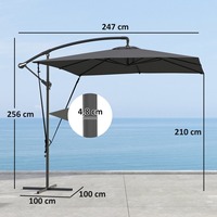 Parasol Cantilever Banane Suspendu de Luxe Grande Taille Robuste Moderne pour Extérieur, Terrasse, Restaurant, Jardin, Plage, Imperméable, Vente en Gros