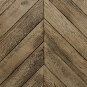 Suelo de parquet de madera maciza de roble europeo de grado AB, cheurón, acabado liso