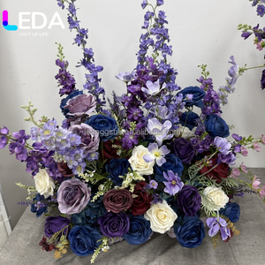 ช่อดอกไม้ประดิษฐ์สีน้ำเงินกรมท่า สีม่วงเบอร์กันดี ดอกกุหลาบผ้าไหม สำหรับตกแต่งซุ้มงานแต่งงาน ฉากหลัง แถวดอกไม้สำหรับพิธี งานอีเว้นท์ และเวที - Product Image 4