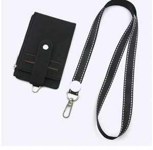 Custom PU Leather Multi-Slot Flip Cover Card Case Foldable Work ID Card Holders & Badge Reels with <b>Polyester</b> <b>Lanyards</b> - Product Image 4