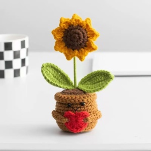 Plante en pot au crochet faite à la main 2026, Marguerite du Canada, Non-me-oublier, Orange, Plante émotionnelle positive, Fleur en pot tricotée, Fleurs au crochet - Product Image 3