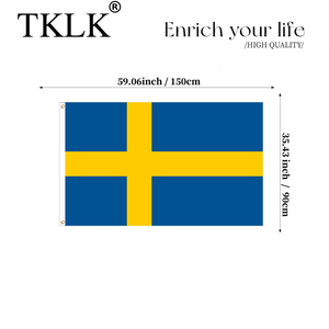 Bandera de Suecia de 2x3 pies / 3x5 pies, 100% Poliéster, Impresión Digital, Bandera Nacional <span class=keywords><strong>Sueca</strong></span> para Exteriores, Doble Costura - Product Image 5