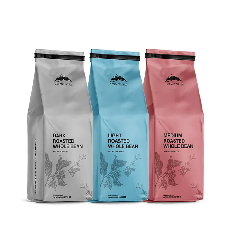 Sachets d'emballage à fermeture éclair pour grains de café, 500G, 1kg, 5kg, 10kg, 15kg, 25Kg