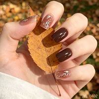 Faux Ongles Courts Carrés Marron à Presser, Effet Chrome Argenté, Translucides, Personnalisables avec Logo, Réutilisables – Vente en Gros