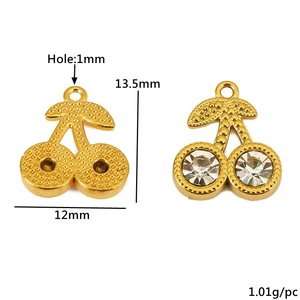 Colgante de Cereza de Cristal con Engaste Dorado, Accesorio de Joyería DIY, Unisex, para Uso Diario - Product Image 3