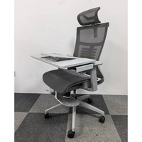 Chaise PC de bureau en maille à dossier haut avec table à bras amovible et repose-pieds Chaise de bureau en maille de luxe pour ingénieur