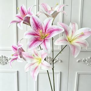 Conjunto de 3 Peças de Flores de Lírio Artificial Feitas à Mão para Decoração de Casamento Flores de Seda com Toque Real - Product Image 5