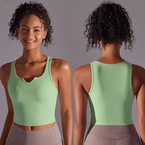 Débardeurs de sport côtelés pour femmes, à compression, confortables, à séchage rapide, rembourrés, pour le fitness et la course à pied, vente en gros d'été - Product Image 4