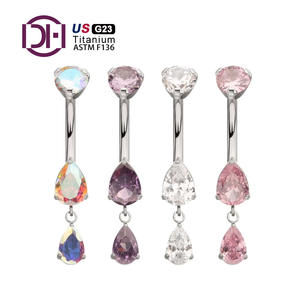 हम आयात किए गए f136 टाइटेनियम मिश्र धातु G23 नाभि स्टड पेट की रिंग आंसू ड्रॉप ज़िरकॉन नाभि बटन नाभि भेल - Product Image 1