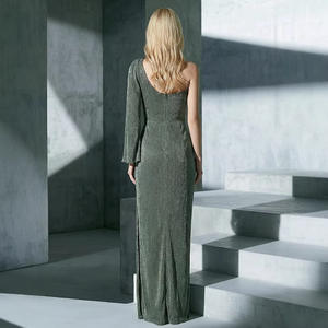 Bettergirl 2026 Nuovo <span class=keywords><strong>Vestito</strong></span> Elegante di Tendenza Monospalla <span class=keywords><strong>Grigio</strong></span> Lungo fino al Pavimento con Spacco <span class=keywords><strong>Aderente</strong></span> per Feste - Product Image 3