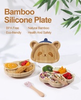Assiettes en bambou personnalisées pour bébés et enfants, motif animal (chat, lion, hibou, grenouille), ensemble d'alimentation personnalisé pour bébés, assiettes à ventouse pour bébés et tout-petits en bambou
