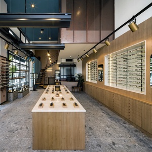 ตู้โชว์แว่นตาไม้แบบสั่งทำ ตู้โชว์ร้านแว่นตาสมัยใหม่ เคาน์เตอร์แว่นกันแดดแบบเกาะ - Product Image 1