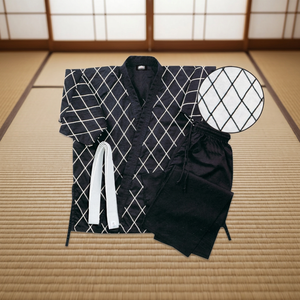 Kimono de Karate Negro para Hombre con Patrón de Diamantes Blancos, 100% Algodón, Corte Holgado, Transpirable, Ropa de Artes Marciales, Talla Adulto - Product Image 3