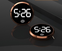 Horloge de tableau de bord de voiture à coller : Horloge numérique LED ronde en alliage tendance avec écran tactile et affichage lumineux
