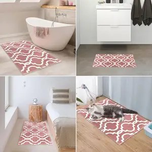 Skymoving Nieuwe Op Maat Gemaakte Moderne Pluizige Badmat Anti-Slip Badkleed Machine Wasbare Droge Microfiber Badmatten Met Tpr-Rug