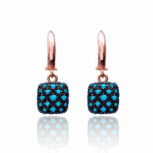 Nano Turquoise Square <b>Dangle</b> <b>Earrings</b> Turkish Wholesale 925 Sterling Silver for Woman Jewelry - Product Image 2