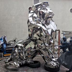 Nuevos productos calientes Gran jardín al aire libre decorado Estatua de animal forjado a mano Escultura De León de acero inoxidable - Product Image 4