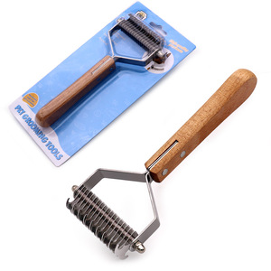 J013 Peine <span class=keywords><strong>para</strong></span> mascotas con mango de madera de 17 dientes <span class=keywords><strong>para</strong></span> desenredar nudos, <span class=keywords><strong>para</strong></span> gatos y perros grandes, con blíster - Product Image 2