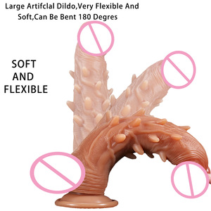 Dildo Grande de Silicona Líquida Suave con Textura de Púas, Dildo Monstruoso Impermeable con Glándulas Realistas y Testículos Realistas, Ventosa 2 - Product Image 1