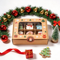 Boîte à biscuits de Noël personnalisée en kraft avec fenêtre transparente, emballage cadeau pour biscuits de Noël, pour cadeaux de boulangerie de Noël