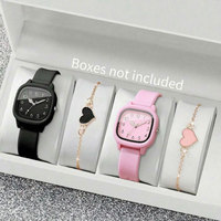 Montre-bracelet pour femme avec cadran numérique, bracelet en silicone souple, montre à quartz décontractée et ensemble bracelet cœur pour jeunes filles