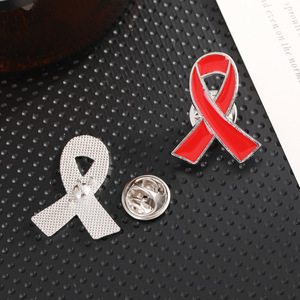 <b>Red</b> And Purple Ribbon Brooch Pin For Awareness Campaigns And Gifts Irregular Shape Stylish Commute Accessory - Product Image 1