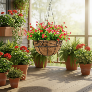 Cesta de hojas de palma de coco de diseño moderno para jardín, en varios tamaños - Product Image 1