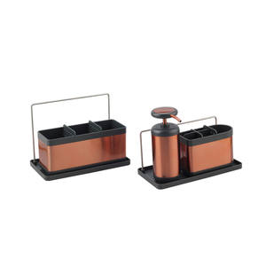 ชุดอุปกรณ์จัดระเบียบอ่างล้างจานสมัยใหม่ – ที่ใส่สบู่ล้างจานแบบ 3-in-1, ที่วางฟองน้ำ และที่วางแปรงพร้อมถาดระบายน้ำ - Product Image 6