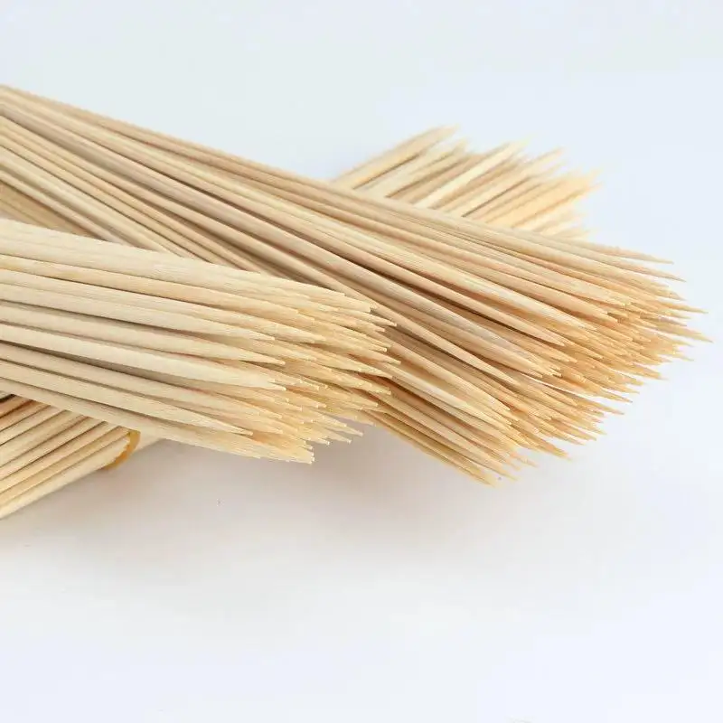 Bastões de bambu para churrasco, bastão de madeira para churrasco, espeto grande de bambu para cachorro-quente de 40 cm de comprimento